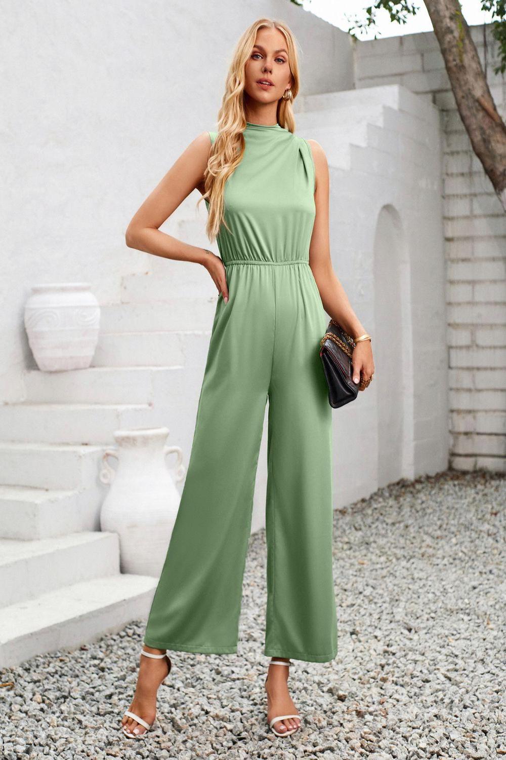 Cutout Tied Wide Leg Sleeveless Jumpsuit