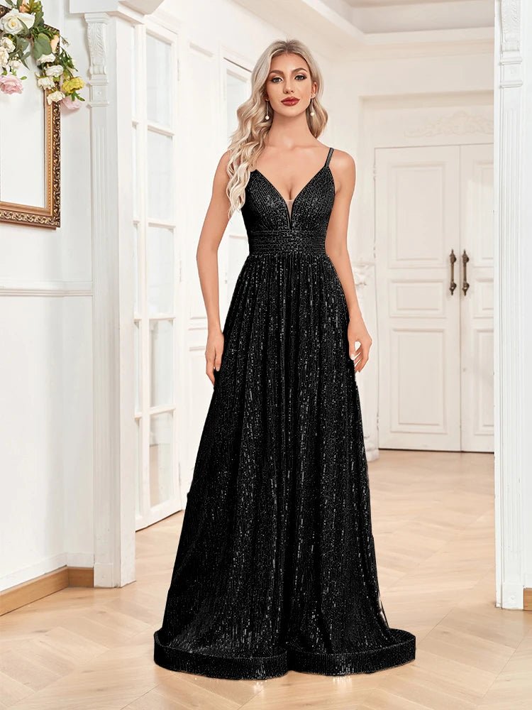 Elegant Backless Sequins Wedding Party Dress