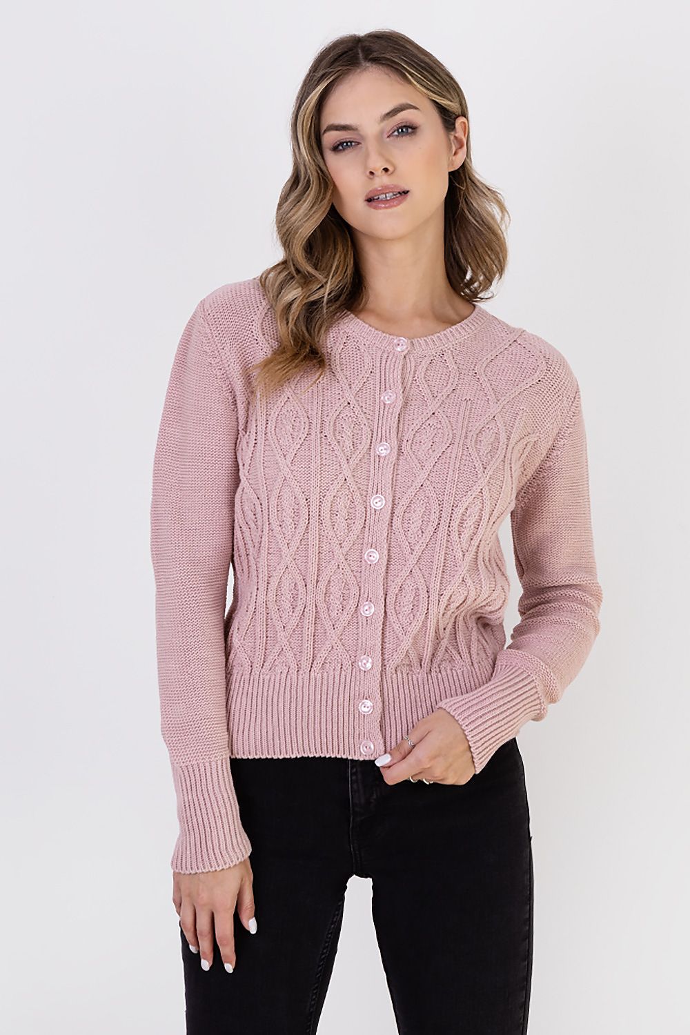 An elegant hiplength cardigan in a soft textured fabric featuring a relaxed fit open front and long sleeves.