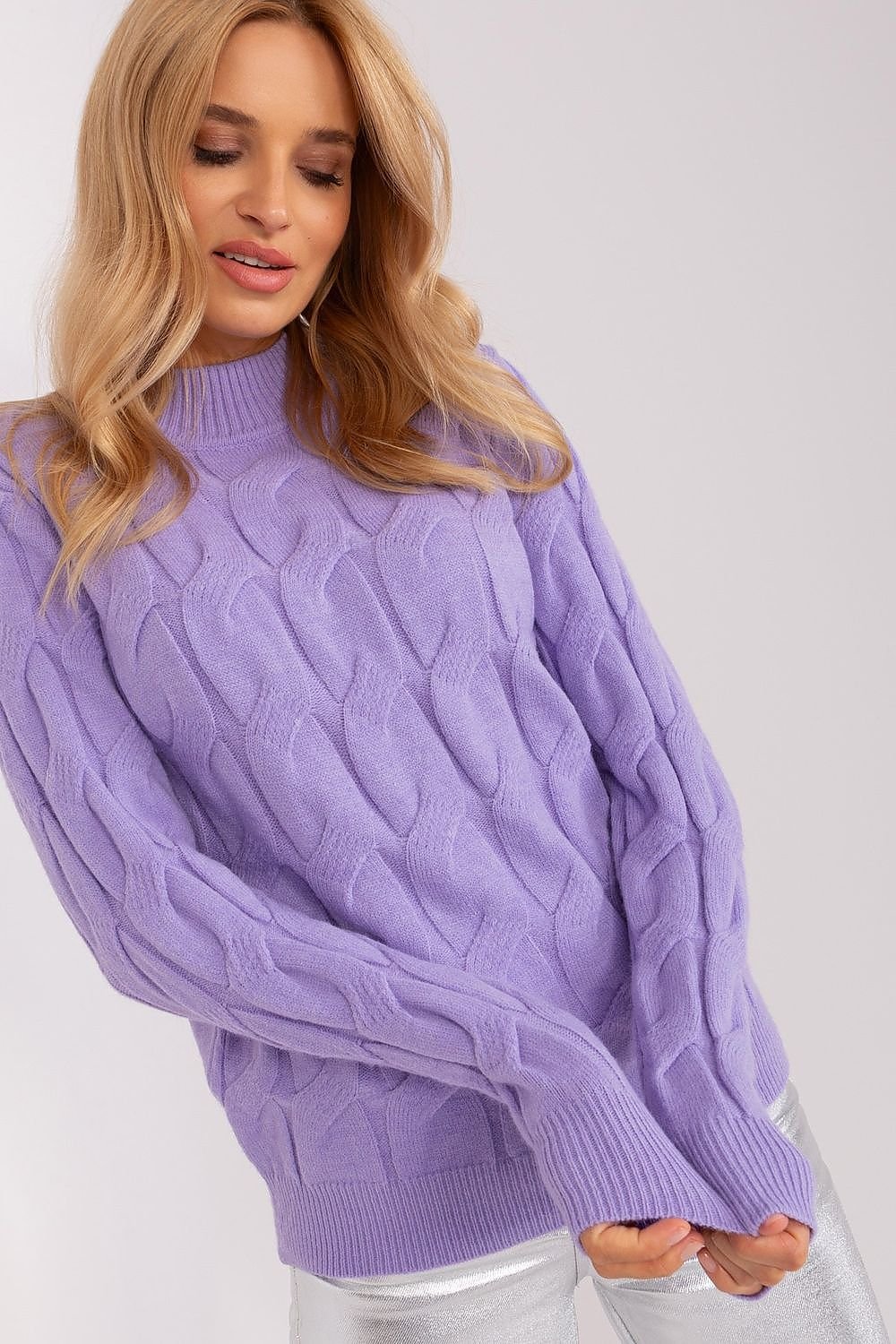 Long-Sleeve Textured Turtleneck Sweater