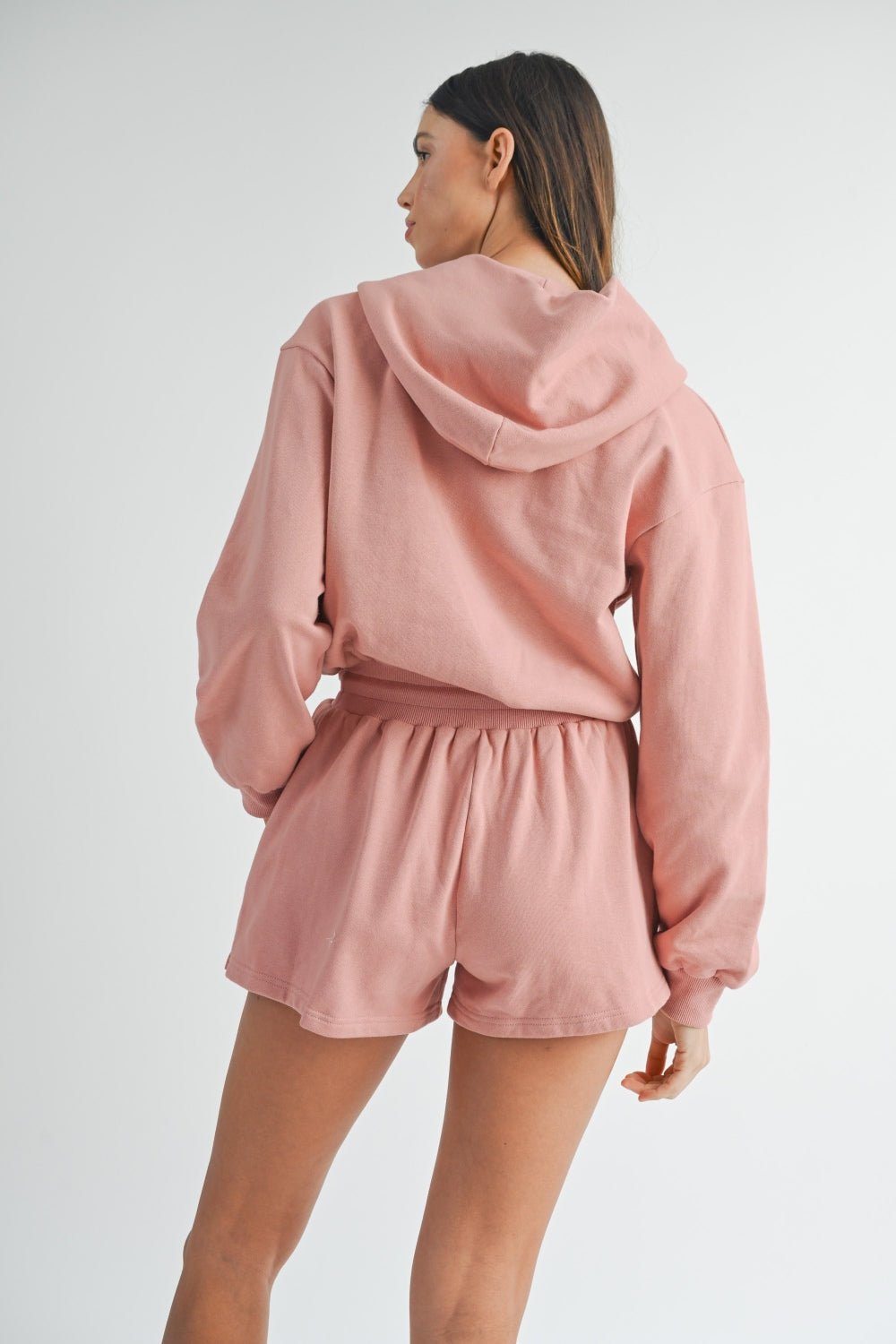 MABLE French terry hooded romper with a relaxed fit and front pockets