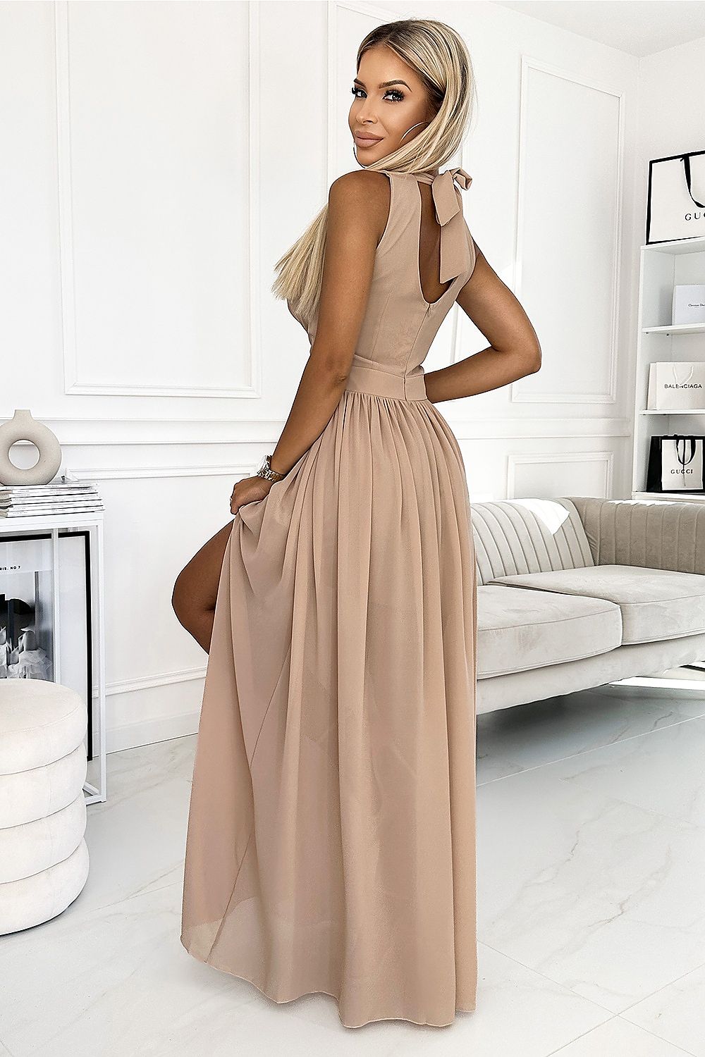 Maxi Long Dress with V-neck 