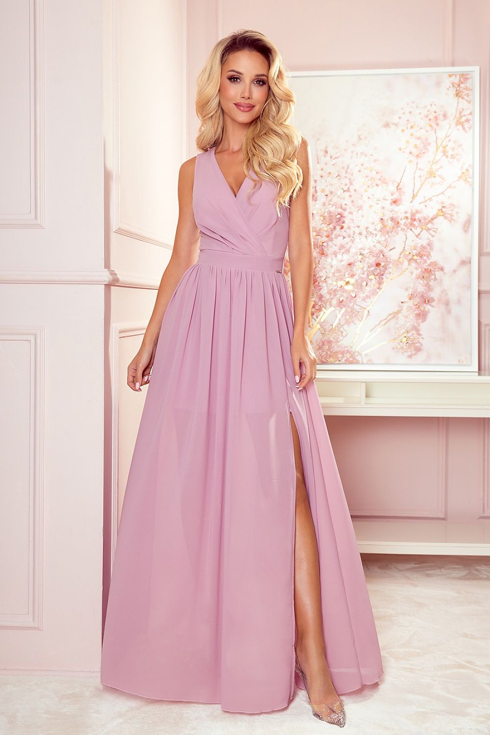 Maxi Long Dress with V-neck 