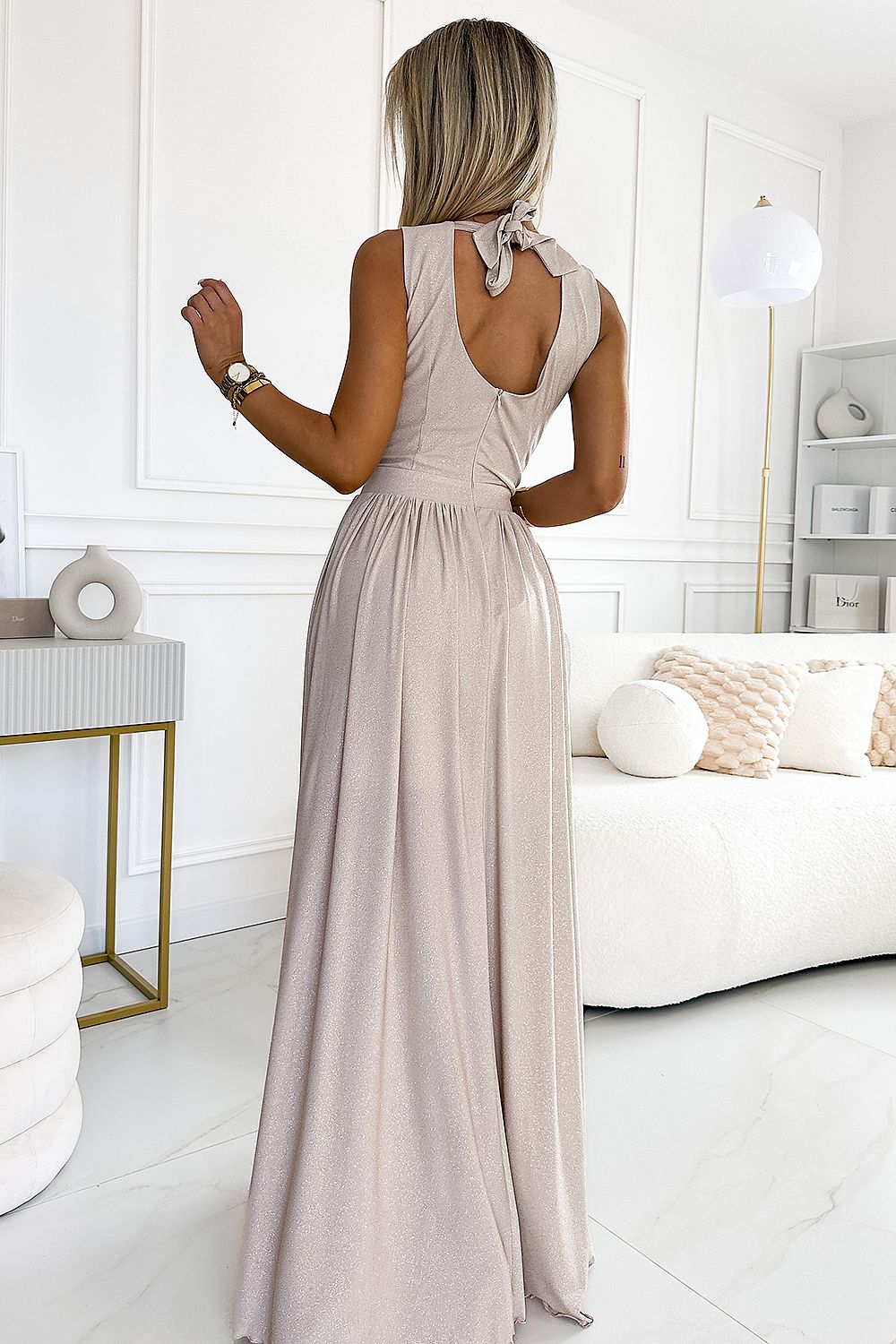 Maxi Long Dress with V-neck 