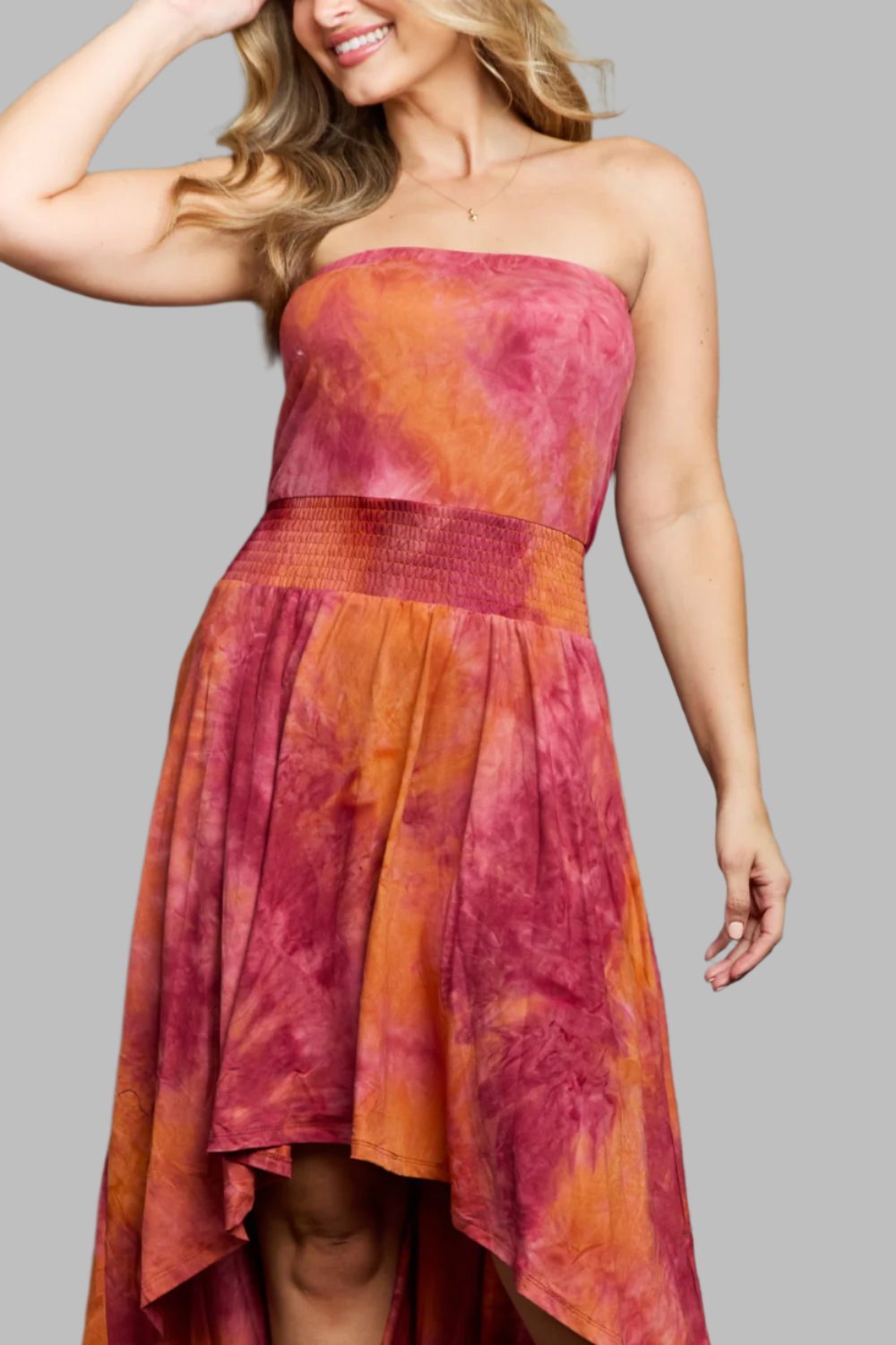 Ninexis In The Mix Sleeveless High Low Tie Dye Dress.