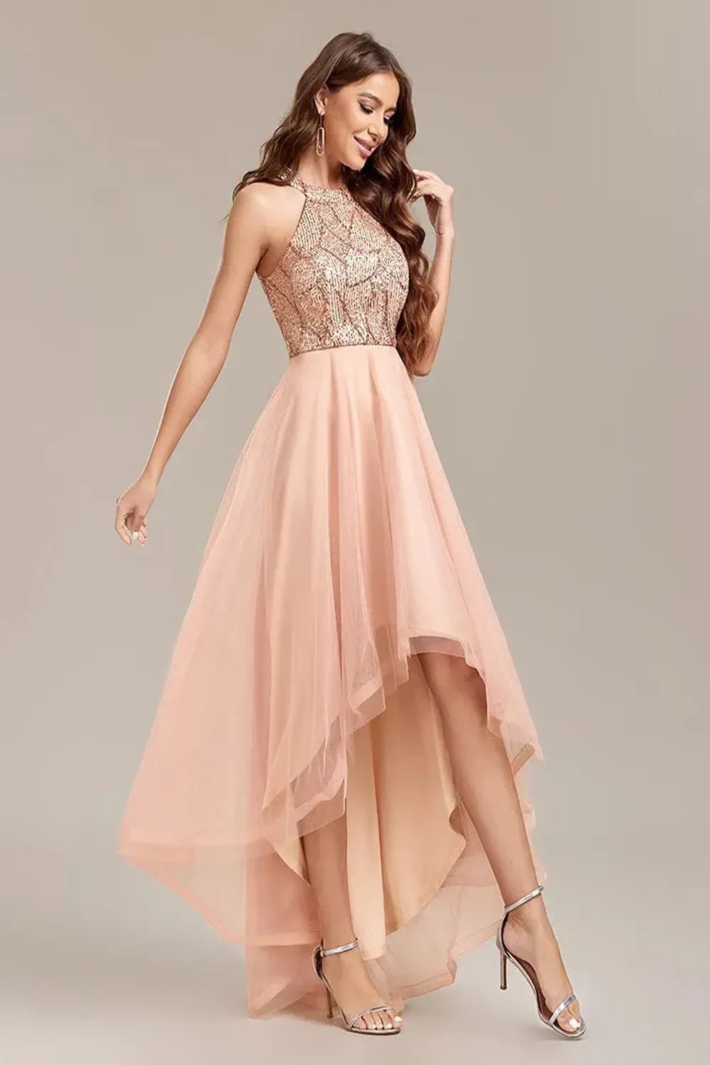 Sequin Dress Sleeveless Evening Party Prom Gown.