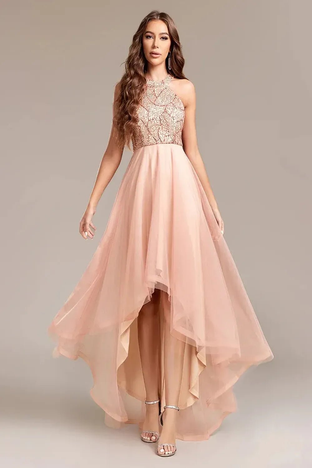 Sequin Dress Sleeveless Evening Party Prom Gown.