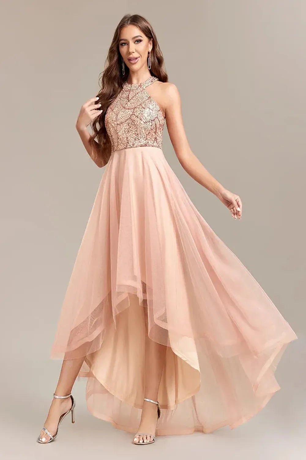 Sequin Dress Sleeveless Evening Party Prom Gown.