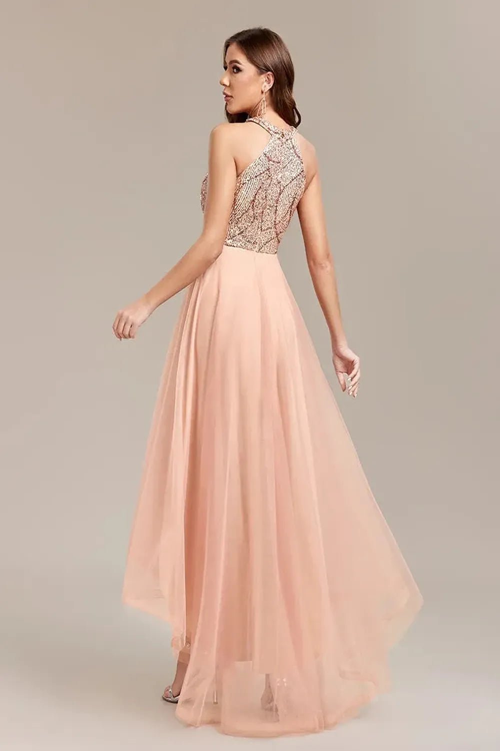 Sequin Dress Sleeveless Evening Party Prom Gown.