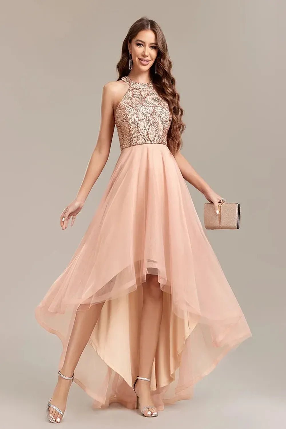 Sequin Dress Sleeveless Evening Party Prom Gown.