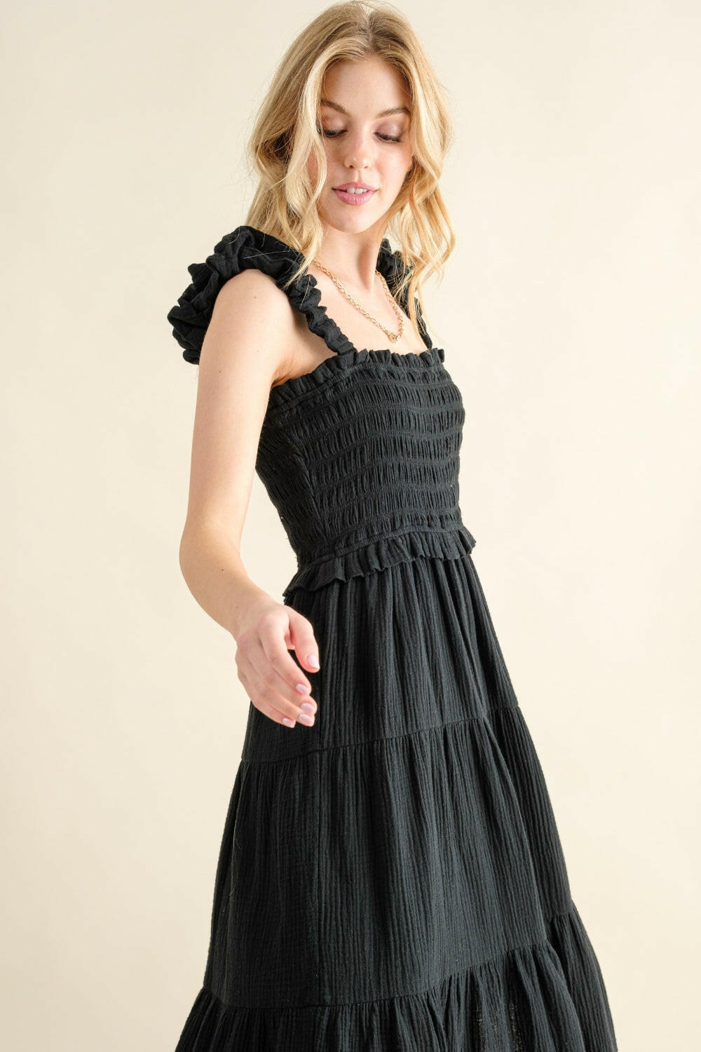 Smocked Ruffled Tiered Dress.