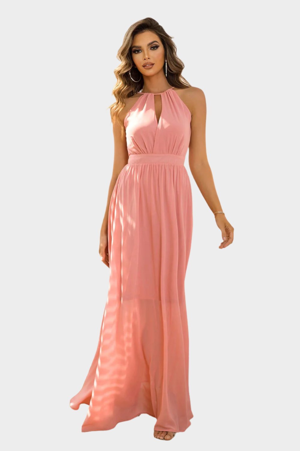 Tied Cutout Sleeveless Maxi Dress.