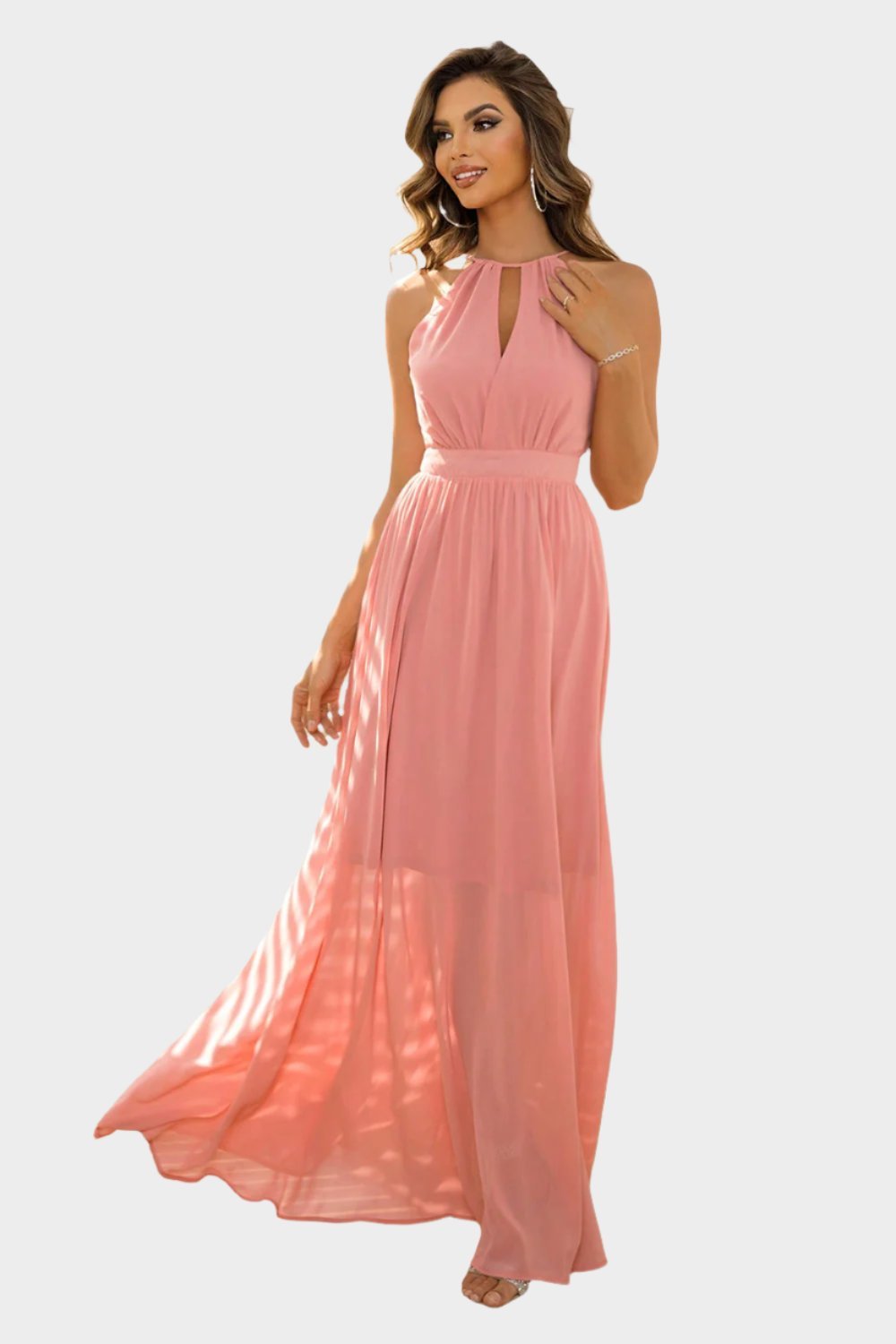 Tied Cutout Sleeveless Maxi Dress.