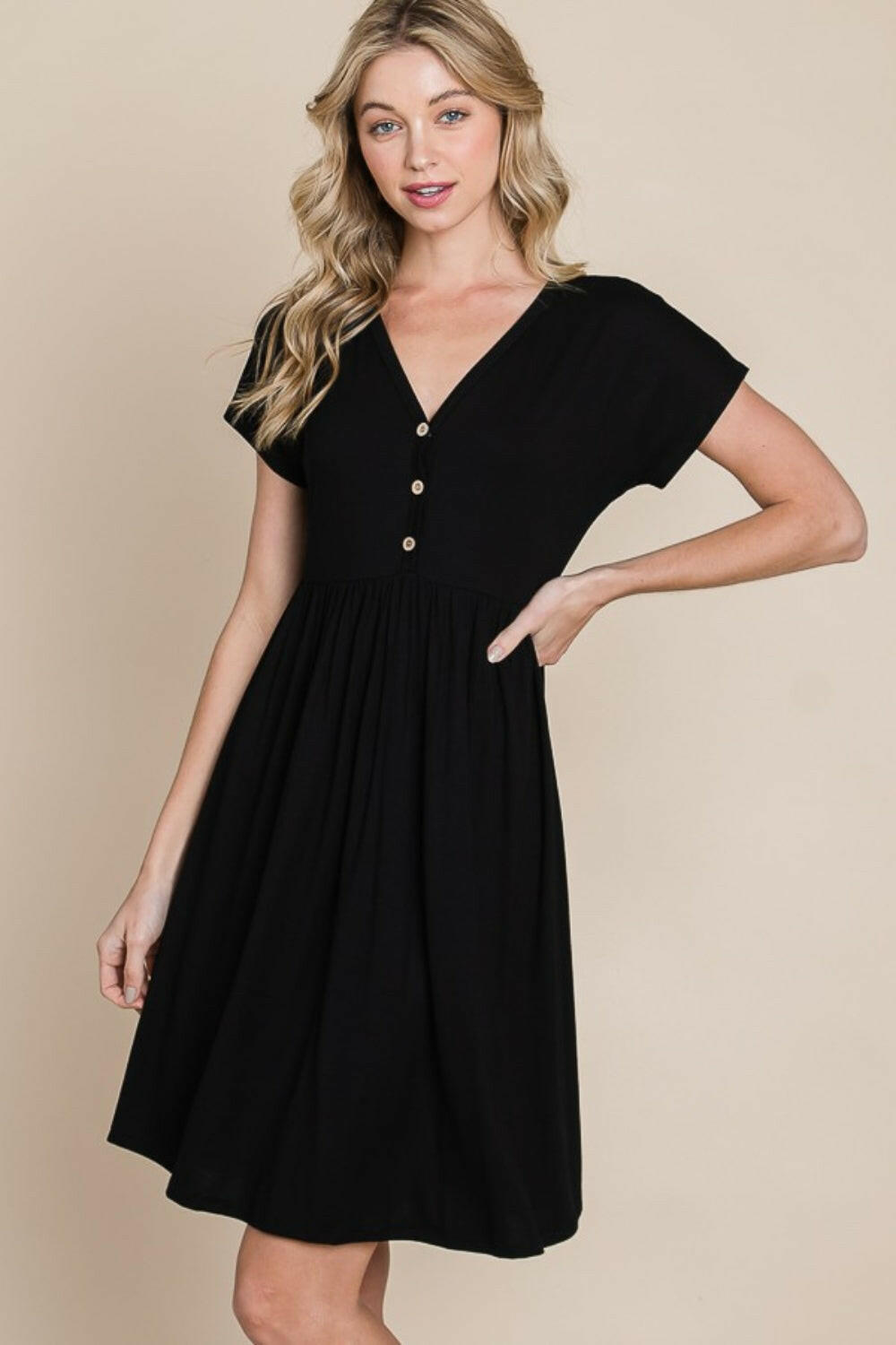 V-Neck Short Sleeve Dress.