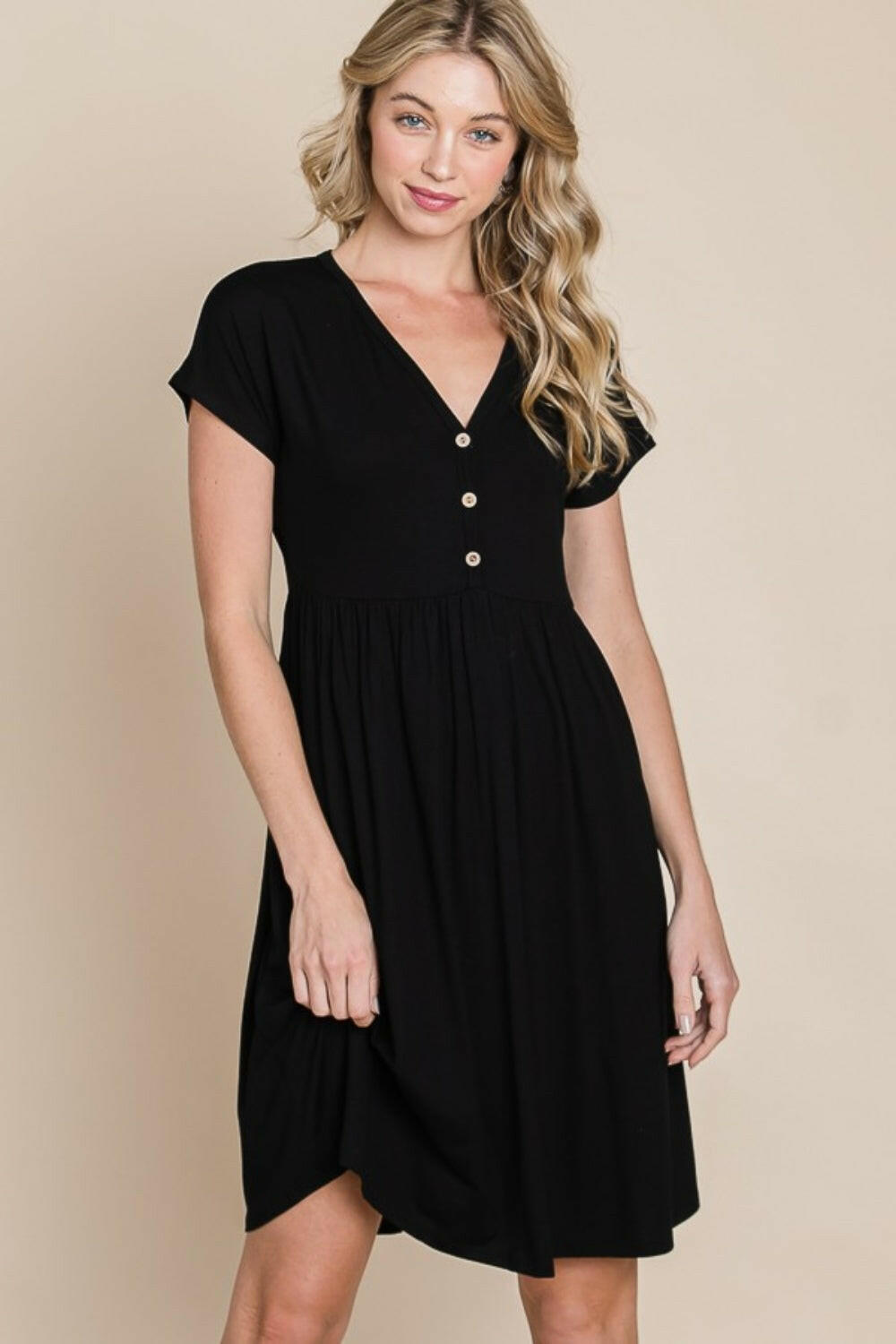 V-Neck Short Sleeve Dress.