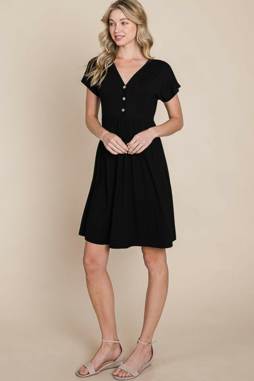 V-Neck Short Sleeve Dress.